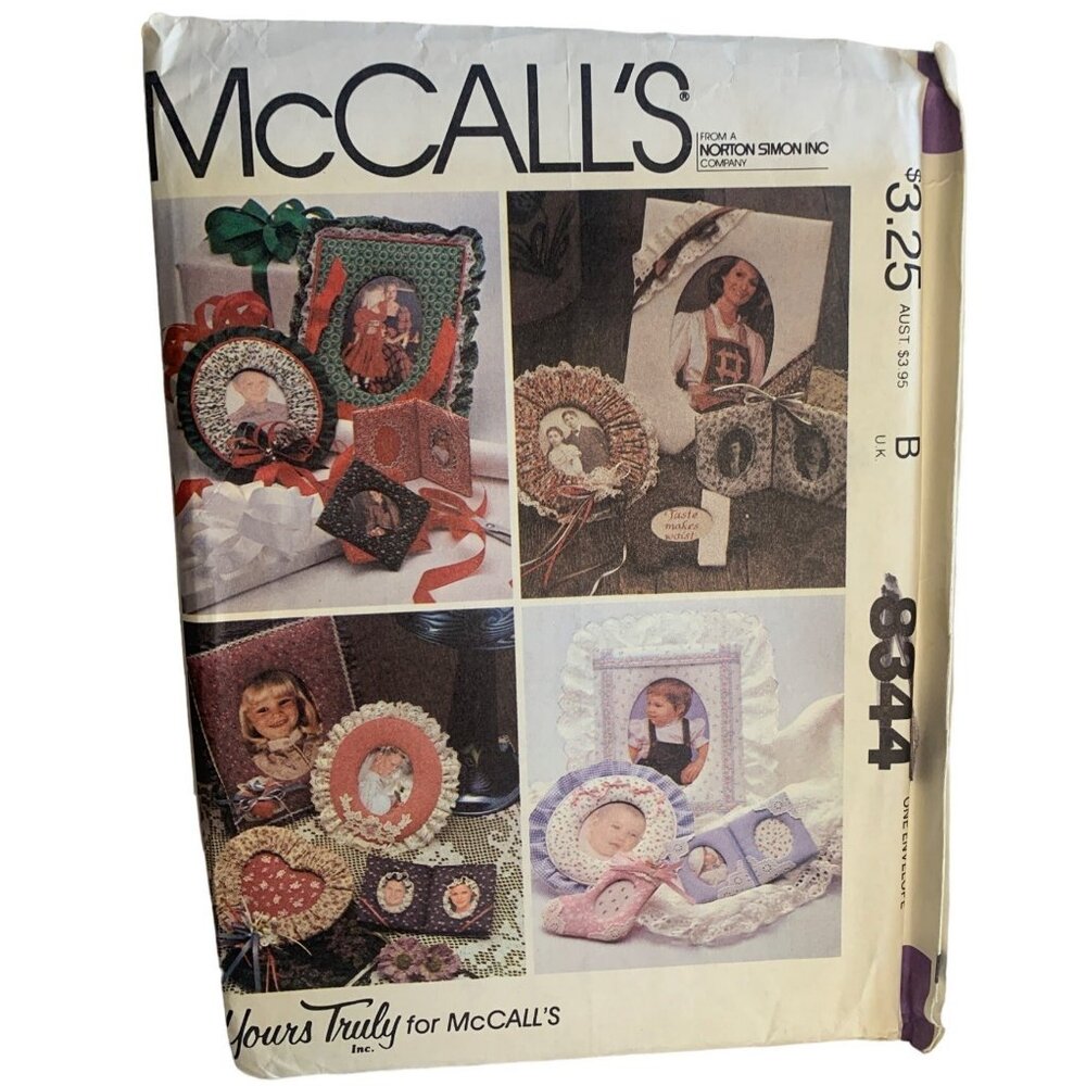 McCall's Set of Picture Frames Sewing Pattern 8344 - Uncut